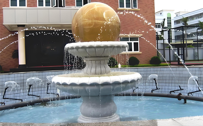 會轉(zhuǎn)動的石雕風(fēng)水球噴泉--夏日清涼新寵！